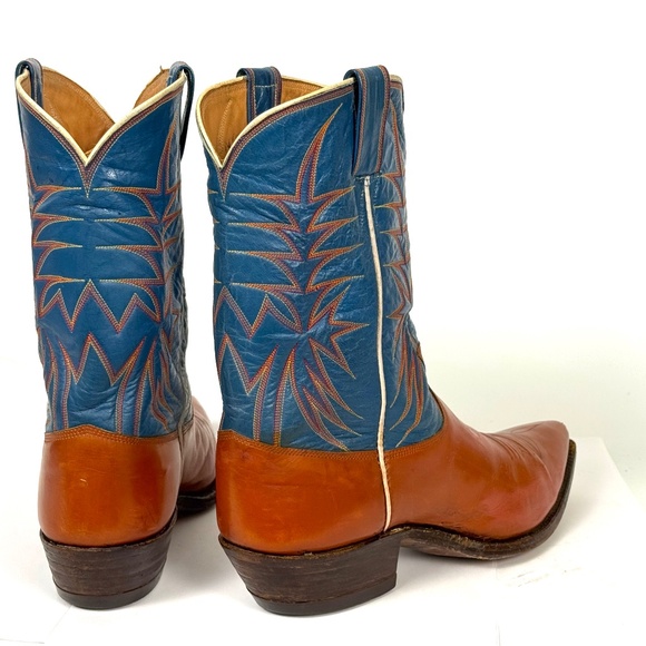 Dixon Vintage 50\'s Cowboy Boots - Wmns 7B Brown Blue Shorty Excellent Pee Wee